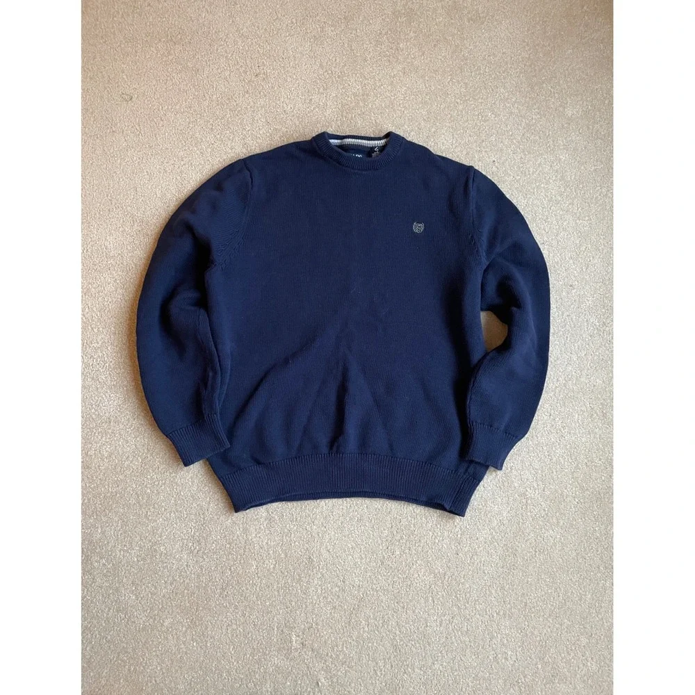Chaps‎ Navy Blue Crew Neck Sweater Men's Size L Classic Knit Pullover